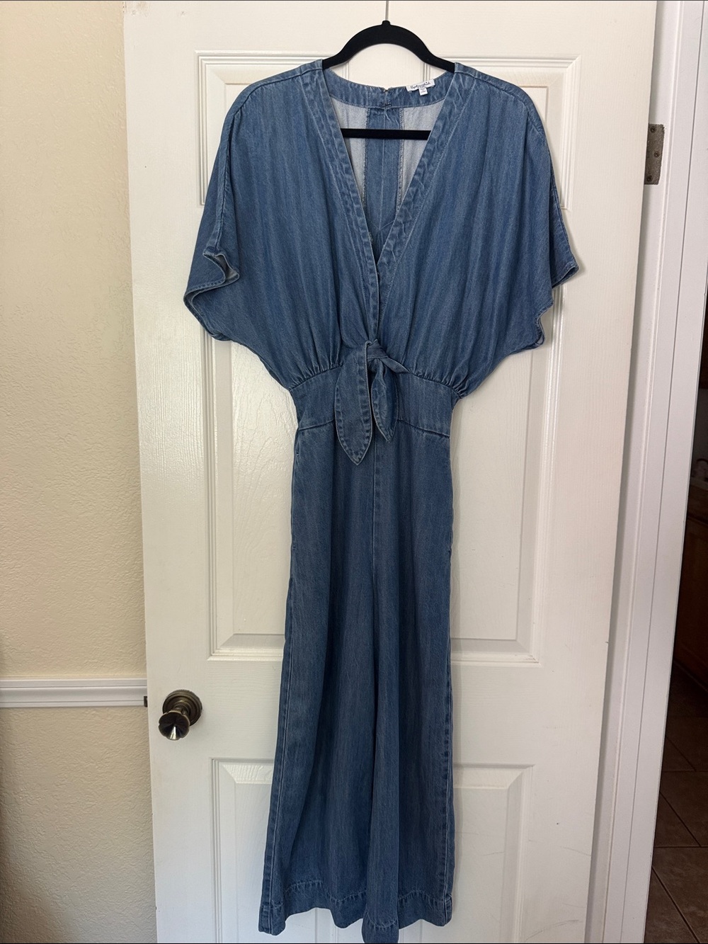 Denim Blue Tie-Front Jumpsuit